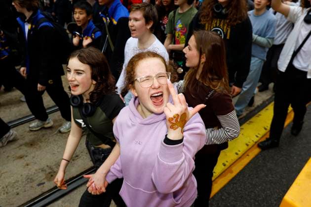Students Protest Against One Nation in Melbourne, Australia – 13 Aug 2026 (EDITORS NOTE: Image contains profanity) A Protester shouts slogans during the rally. Thousands of university and high school students marched through Melbourne’s CBD as part of a nationwide student protest against Pauline Hanson and One Nation. Organisers said the action was aimed at opposing the party’s policies and political views and raising concerns about the growing support for One Nation. The protest comes as One Nation campaigns in Victoria ahead of the 2026 Victorian state election, with Hanson leading the party’s campaign. Melbourne Australia Copyright: xYexMyoxKhantx xSOPAxImagesx Ye-Myo-Khant-1441846