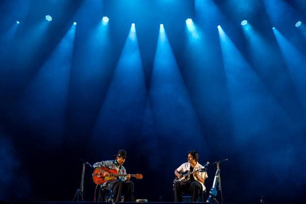 August 13, 2026, Paredes De Coura, Braga, Portugal: Alejandro GutiÃ rrez and Estevan GutiÃ rrez, guitar duo of the Swiss?Ecuadorian instrumental Hermanos GutiÃ rrez, perform together on stage during the Vodafone Paredes de Coura. Paredes De Coura Portugal  - ZUMAs197 20260813_aaa_s197_213 Copyright: xDiogoxBaptistax