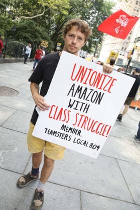 August 13, 2026, New York, New York, USA: Amazon Teamsters and Allies picket outside of City Hall for passage of the Delivery Protection Act. The Delivery Protection Act would require companies like Amazon to hire its workforce directly, essentially making AmazonÃ¢â‚¬â ¢s corrupt third-party Delivery Service Partner model illegal in New York City. New York USA  - ZUMAk03_ 20260813_zaf_k03_063 Copyright: xNancyxKaszermanx