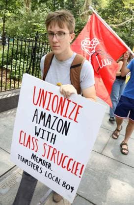 August 13, 2026, New York, New York, USA: Amazon Teamsters and Allies picket outside of City Hall for passage of the Delivery Protection Act. The Delivery Protection Act would require companies like Amazon to hire its workforce directly, essentially making AmazonÃ¢â‚¬â ¢s corrupt third-party Delivery Service Partner model illegal in New York City. New York USA  - ZUMAk03_ 20260813_zaf_k03_065 Copyright: xNancyxKaszermanx