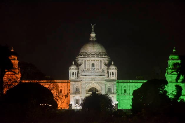 Kolkata Landmarks Illuminated for Independence Day Victoria Memorial is illuminated in the colours of India™s national flag ahead of Independence Day in Kolkata, India, on August 13, 2026. India marks Independence Day on August 15, commemorating the end of British colonial rule in 1947. Kolkata West Bengal India Copyright: xAmitxGhoshx