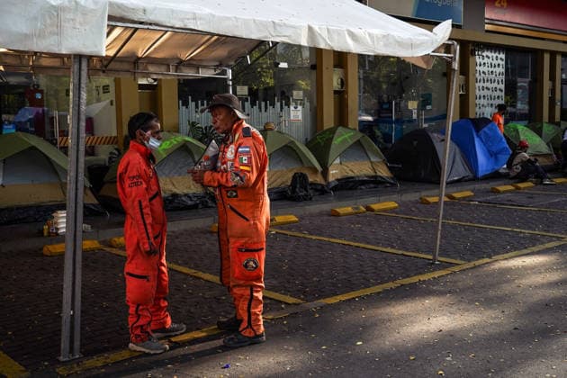 August 13, 2026, Cali, Valle Del Cauca, Colombia: Mexican volunteer team Topos Azteca lead by Hector Mendez also known as Topo Mayor take part in search and rescue missions in Cali, Colombia on August 13, 2026 to aid in several rescue labors after a 7,4 magnitude earthquake that struck the cities of Quibdo, Cali, Pereira and Manizales leaving more than 200 casualties past august 10. Cali Colombia - ZUMAvp1_ 20260813_zia_vp1_005 Copyright: xSebastianxMarmolejox