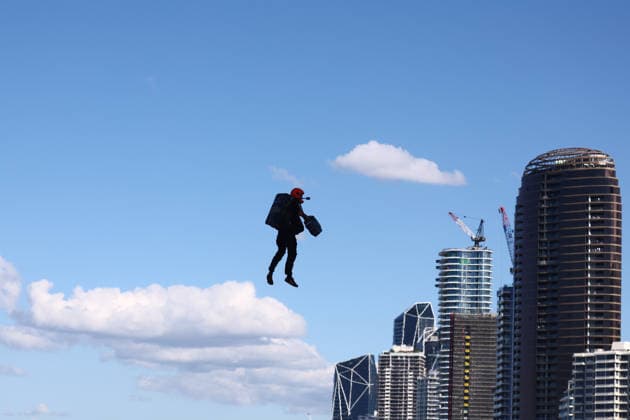 PACIFIC AIRSHOW, Performers in Gravity jet suits are seen during The Pacific Airshow Gold Coast in Surfers Paradise, Queensland, Friday, August 14, 2026. ( NO ARCHIVING Surfers Paradise Queensland AUSTRALIA  Copyright: xJASONxO BRIENx 20260814120509454250