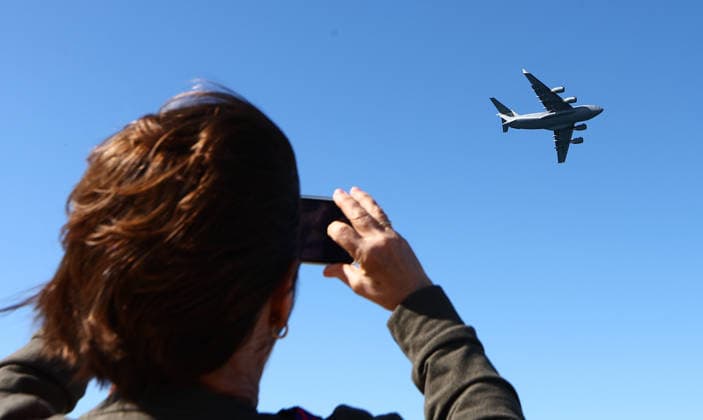 PACIFIC AIRSHOW, A C17 flies over the beach during The Pacific Airshow Gold Coast in Surfers Paradise, Queensland, Friday, August 14, 2026. ( NO ARCHIVING Surfers Paradise Queensland AUSTRALIA  Copyright: xx 20260814173384269329