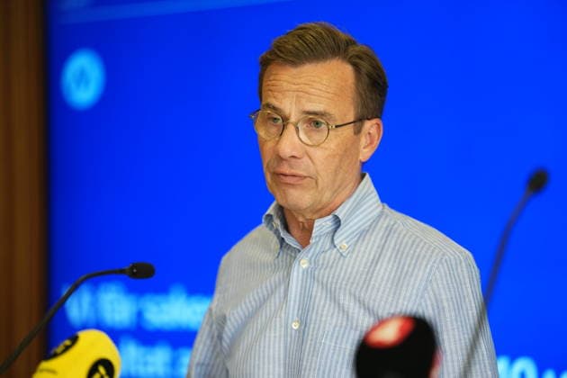 STOCKHOLM, SVERIGE 20260814 Moderaternas partiledare Ulf Kristersson (M) under en pressträff där han redovisar resultatet av Moderaternas vallöften för denna mandatperiod och vilka effekter det har fatt för Sverige. STOCKHOLM SVERIGE x10658x *** STOCKHOLM, SWEDEN 20260814 Moderate Party leader Ulf Kristersson (M) during a press conference where he presents the results of the Moderate Party’s campaign promises for this term and the impact they have had on Sweden STOCKHOLM SWEDEN x10658x  Copyright: xMagnusxLejhall TTx PRESSTRÄFF MODERATERNA OM VALLÖFTEN awu73omjvdg