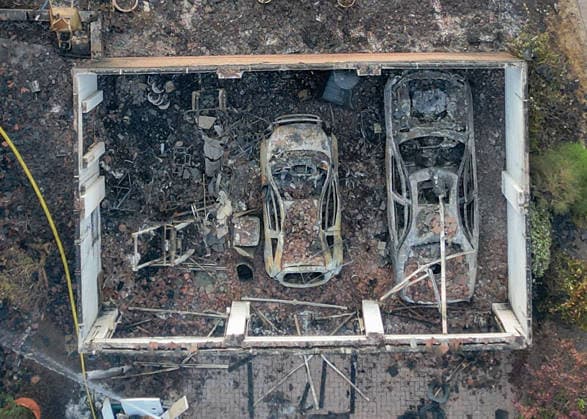 August 14, 2026, Stourbridge, West Midlands, UK: Stourbridge, UK. Damaged caused to homes in the Stourbridge area of Birmingham, West Midlands, after fires broke out yesterday afternoon in record temperatures. The UK experienced its hottest day of the year on Thursday, with a peak of 38.1 degrees celsius recorded at Kew Gardens. Stourbridge UK  - ZUMAl94_ 20260814_zaf_l94_004 Copyright: xIoannisxAlexopoulosx