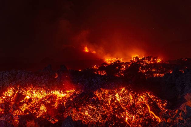 Mount Etna s eruptive activity continues CATANIA, ITALY - AUGUST 14: Mount Etna s eruptive activity continues, with active lava flows fed by vents located at 2,750 and 1,900 meters of altitude, alongside ongoing ash emissions from the Voragine summit crater in Catania, Sicily, Italy on August 14, 2026. The spectacular glowing lava streams have attracted an exceptional influx of hikers, tourists, and curious onlookers eager to witness the volcanic phenomenon at night. In response to this dangerous mass exodus towards the active lava fronts, local authorities have implemented strict roadblocks, parking bans along key mountain routes like the Mareneve road, and restricted access to the affected areas to ensure public safety. Meanwhile, the con  Copyright: x2026xAnadoluxSalvatorexAllegrax