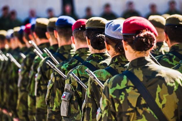 Czech Prime Minister Andrej Babis (ANO) and Czech Defence Minister Jaromir Zuna (for SPD), attend ceremonial military oath of participants in Military Academy basic course (pictured) in Vyskov, Czech Republic, August 14, 2026. (CTKxPhoto PatrikxUhlir) CTKPhotoP2026081403906  CTKPhotoP2026081403906