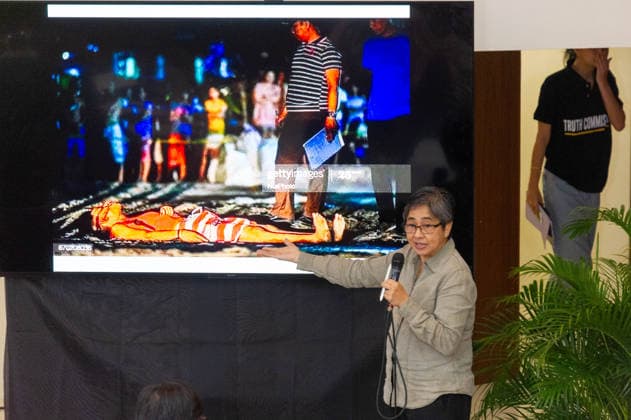 August 14, 2026, Manila, Metro Manila, Philippines: The Philippine Truth Commission, composed of human rights workers and clergy people, hosts its first public truth-telling session, this morning of August 14 in the Pope Pius XII Center in Manila. The commission discussed the case of Raymart Siapo, a 19 year victim of the former Duterte AdministrationÃ¢â‚¬â ¢s Ã¢â‚¬ËœWar on Drugs. According to Luzviminda Siapo, the mother of Raymart who spoke before the commission, his son was abducted and killed by 14 unidentified individuals. Manila Philippines - ZUMAp220 20260814_zip_p220_007 Copyright: xCharlesxPerezx