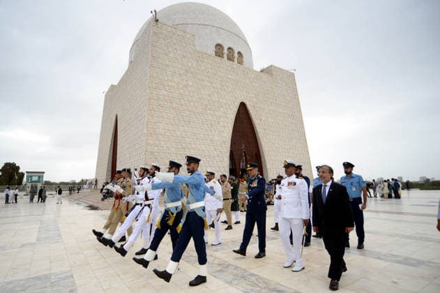 (260814) -- KARACHI, Aug. 14, 2026 -- Pakistani military personnel attend a ceremony to celebrate Pakistan s Independence Day in the southern Pakistani port city of Karachi on Aug. 14, 2026. (Str Xinhua) PAKISTAN-KARACHI-INDEPENDENCE DAY-CELEBRATIONS AhmadxKamal 