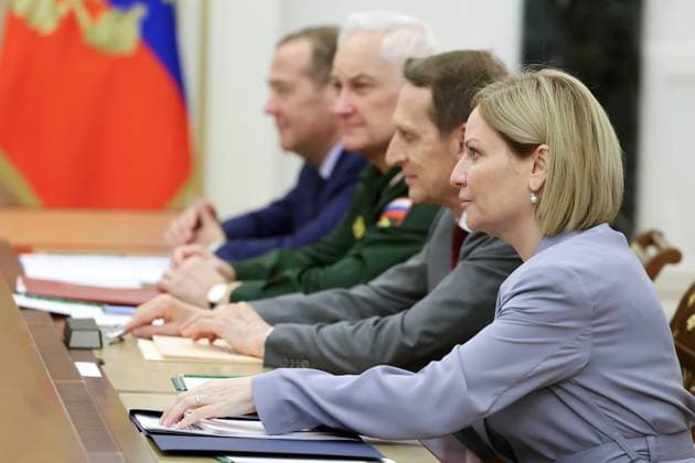 Russia Putin Security Council 9221908 14.08.2026 Russian Culture Minister Olga Lyubimova attends a meeting of President Vladimir Putin with members of the Security Council at the Kremlin in Moscow, Russia. Alexander Kazakov Sputnik Moscow Russia  Copyright: xAlexanderxKazakovx