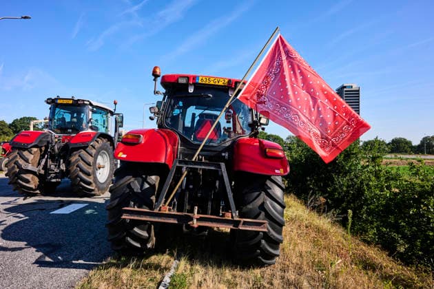 Farmers protest at the provincial government building in Den Bosch against the cabinet s nitrogen plans. S Hertogenbosch 14-08-26. A farmers protest is taking place at the provincial government building in Den Bosch against the cabinet s nitrogen plans and the revocation of permits for five farms. The province of Brabant is holding an extraordinary provincial council meeting today regarding the revocation of nitrogen permits for five poultry farmers located near vulnerable nature areas. NICO GARSTMAN CONTENT CURATION S Hertogenbosch NETHERLANDS  Copyright: xNICOxGARSTMANx xCONTENTxCURATIONx NICOxGARSTMANx xCONTENTxCURATIONx