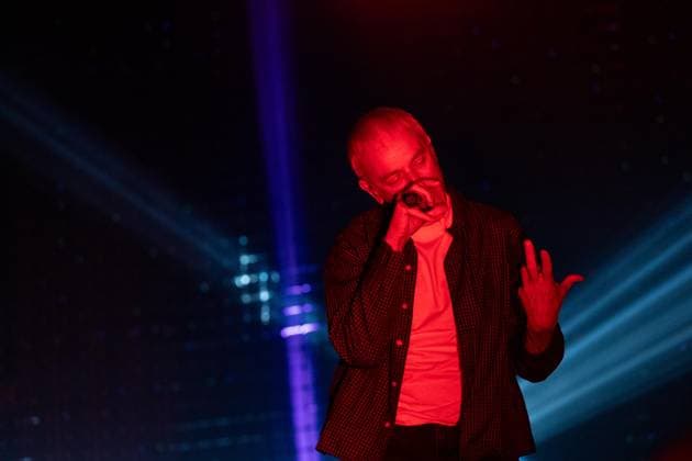 Underworld — Vodafone Paredes de Coura 2026 in Portugal - 14 Aug Karl Hyde, vocalist and performer of the British electronic duo Underworld, appears on stage during Vodafone Paredes de Coura at the main stage. Paredes de Coura Portugal Copyright: xDiogoxBaptistax xSOPAxImagesx DB_Underworld20260813PDC_009