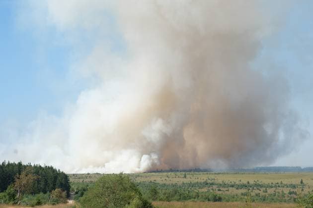 a fire rages in the Hautes Fagnes (High Fens) nature reserve, on Friday 14 August 2026 in Jalhay.  NICOLASxLAMBERT 183368776