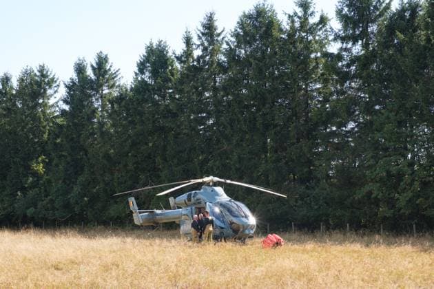 Emergency services pictured as a fire rages in the Hautes Fagnes (High Fens) nature reserve, on Friday 14 August 2026 in Jalhay.  NICOLASxLAMBERT 183368779