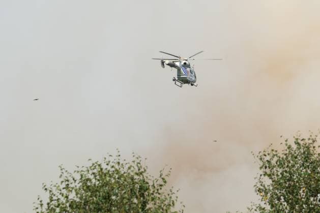 Emergency services pictured as a fire rages in the Hautes Fagnes (High Fens) nature reserve, on Friday 14 August 2026 in Jalhay.  NICOLASxLAMBERT 183368780