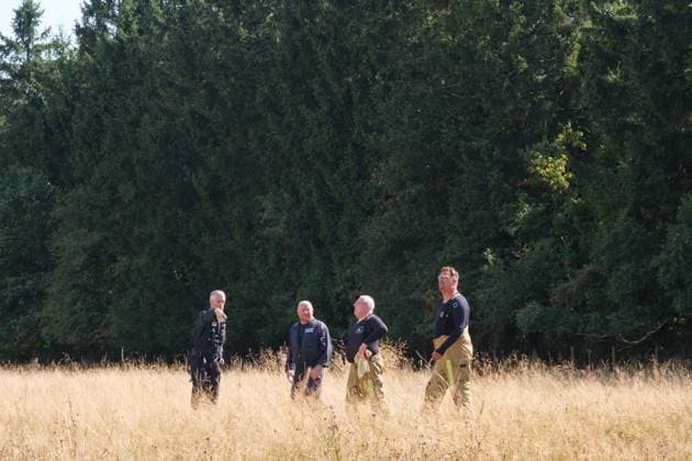 Emergency services pictured as a fire rages in the Hautes Fagnes (High Fens) nature reserve, on Friday 14 August 2026 in Jalhay.  NICOLASxLAMBERT 183368788