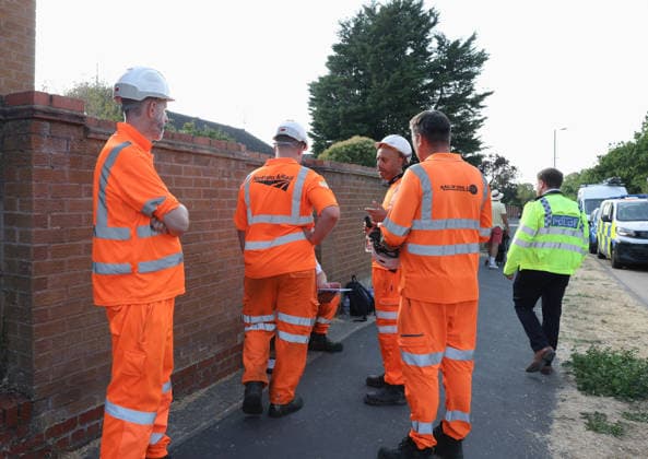 Another train derails in UK day after East Sussex incident injured 20 WICKFORD, UNITED KINGDOM - AUGUST 14: Emergency services and rail investigation teams attend the scene following a train derailment near Wickford railway station in Essex, United Kingdom, on August 14, 2026. The rear carriages of a Greater Anglia passenger train derailed in an upright position, causing significant travel disruption and line closures between London Liverpool Street and Southend Victoria, with no injuries reported in the incident. Jacqueline Lawrie Anadolu Essex United Kingdom. Editorial use only. Please get in touch for any other usage.  Copyright: x2026xAnadoluxJacquelinexLawriex
