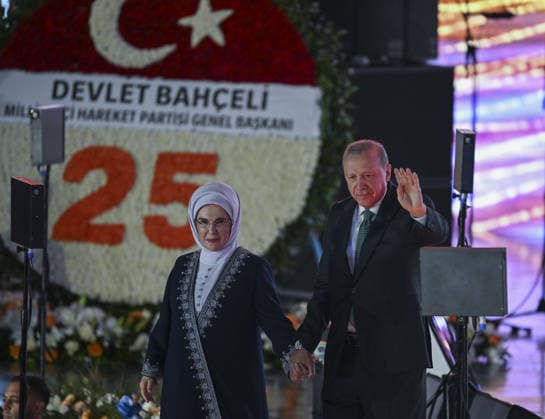 AK Party’s 25th Foundation Anniversary Event ANKARA, TURKIYE - AUGUST 14: Turkish President and Leader of the Justice and Development (AK) Party Recep Tayyip Erdogan and his wife Emine Erdogan attend the AK Party’s 25th Foundation Anniversary Event at Baskent Nation’s Garden in Ankara, Turkiye on August 14, 2026. Dogukan Keskinkilic Anadolu Ankara Turkey. Editorial use only. Please get in touch for any other usage.  Copyright: x2026xAnadoluxDogukanxKeskinkilicx