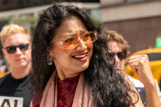 Rally against biometric surveillance NYC Council Member Shana Hanif joins Fight for the Future and other advocates at a rally outside of Madison Square Garden in New York on Friday, August 14, 2026 to call for the termination of biometric surveillance in places of public accommodation such as Madison Square Garden. The Ban The Scan, Int. 213, introduced by Hanif will ban the use of biometric surveillance. (  RichardxB.xLevine