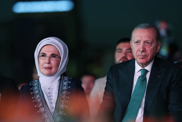 AK Party’s 25th Foundation Anniversary Event ANKARA, TURKIYE - AUGUST 14: (----EDITORIAL USE ONLY - MANDATORY CREDIT - TURKISH PRESIDENCY MURAT KULA HANDOUT - NO MARKETING NO ADVERTISING CAMPAIGNS - DISTRIBUTED AS A SERVICE TO CLIENTS----) Turkish President and AK Party Chairman Recep Tayyip Erdogan and his wife, Emine Erdogan attend AK Party’s 25th Foundation Anniversary Event at Baskent Nation’s Garden in Ankara, Turkiye on August 14, 2026. TUR Presidency Murat Kula Anadolu Ankara Turkey. Editorial use only. Please get in touch for any other usage.  Copyright: x2026xAnadoluxTURxPresidency MuratxKulax
