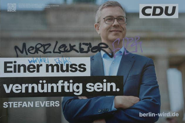 CDU GER, Berlin, 20260814, Wahlplakat , Landtagswahl, CDU, Stefan Evers *** CDU GER, Berlin, 20260814, Election Poster, State Legislative Election, CDU, Stefan Evers