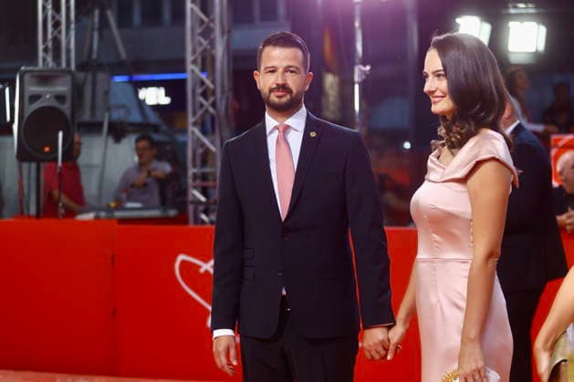 Sarajevo, Bosnia and Herzegovina, 140826. National Theatre. The 32nd Sarajevo Film Festival kicked off tonight with a red carpet and screening of the film Fatherland by PaweÅ‚ Pawlikowski. In the photo: Jakov and Mikena Mijatovic. Photo: Antonio Balic CROPIX Copyright: xxAntonioxBalicx sarajevo_film_festival15-140826
