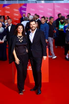 Sarajevo, Bosnia and Herzegovina, 140826. National Theatre. The 32nd Sarajevo Film Festival kicked off tonight with a red carpet and screening of the film Fatherland by PaweÅ‚ Pawlikowski. In the photo: Jovan Marjanovic, Sejla Kameric. Photo: Antonio Balic CROPIX Copyright: xxAntonioxBalicx sarajevo_film_festival3-140826