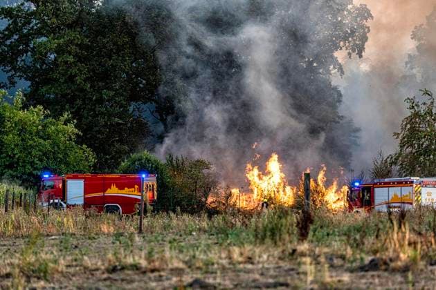 Waldbrand bei Sonsbeck Labbeck ** NUR FÜR REDAKTIONELLE ZWECKE ** EDITORIAL USE ONLY **<p>Eine Waldfläche brennt am 14.8.2026 Neben der Marienbaumer Straße in Lübeck. Die Feuerwehr ist mit vielen Kräften am Löschen Foto : Arnulf Stoffel Funke Foto Services < p> Buntes Deutschland NRW Sonsbeck Copyright: ArnulfxStoffel *** Forest Fire Near Sonsbeck Labbeck ** FOR EDITORIAL USE ONLY ** EDITORIAL USE ONLY ** p A forest area is on fire on August 14, 2026, next to Marienbaumer Straße in Lübeck. The fire department is on the scene with a large number of personnel to extinguish the blaze. Photo by Arnulf Stoffel, Funke Foto Services p Colorful Germany, North Rhine-Westphalia, Sonsbeck. Copyright ArnulfxStoffel Copyright: ArnulfxStoffel doc875rzht70m93c8y5l9y ,EDITORIAL USE ONLY