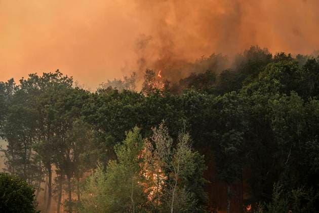 Waldbrände im Kreis Düren in der Eifel Hürtgenwald ** NUR FÜR REDAKTIONELLE ZWECKE ** EDITORIAL USE ONLY **<p>Es brennt weiter, auch am Abend, im Wald vor dem Dorf Großhau. Bagger graben Brandschneisen, die Feuerwehr und Hubschrauber sind im Einsatz am Freitag, dem 14 08 2026. Rauchschwaden verdunkeln den Himmel, die Sonne glüht knallrot. Waldbrände im Kreis Düren in der Eifel Hürtgenwald Deutschland NRW Essen Copyright: KerstinxKokoska *** Forest Fires in the Düren District in the Eifel Region, Hürtgenwald ** FOR EDITORIAL USE ONLY ** EDITORIAL USE ONLY ** p The fire continues to burn, even in the evening, in the forest outside the village of Großhau. Excavators are digging firebreaks, and firefighters and helicopters ar Copyright: KerstinxKokoska doc875s24g4q3k1am2stfq2 ,EDITORIAL USE ONLY