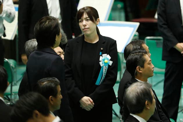 August 15, 2026, Tokyo, Japan: Kimi Onoda (C) Minister in Charge of Economic Security of Japan attends a memorial ceremony marking the 81st anniversary of Japan s surrender in World War II at Nippon Budokan in Tokyo. Tokyo Japan - ZUMAm191 20260815_aap_m191_024 Copyright: xRodrigoxReyesxMarinx
