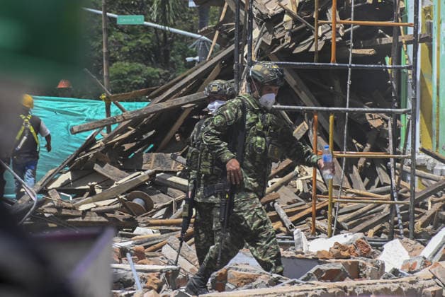 Search and rescue operations continue in quake-hit Pereira PEREIRA, COLOMBIA - AUGUST 14: Soldiers join search and rescue operations at various locations across Pereira following the earthquake in Colombia, on August 14, 2026. The death toll has reached 94, and 41,600 families have been affected, according to a report by Colombian President Abelardo de la Espriella, who visited Pereira and pledged to support the city and its reconstruction. Alexis Munera Anadolu Pereira Colombia. Editorial use only. Please get in touch for any other usage.  Copyright: x2026xAnadoluxAlexisxMunerax