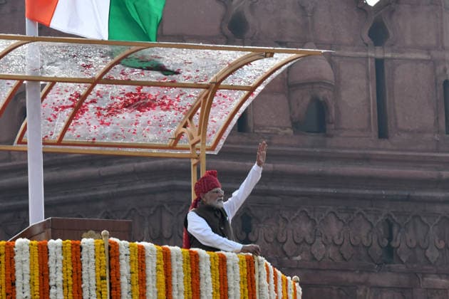 August 15, 2026, Delhi, Delhi, India: Indian Prime Minister Narendra Modi waves after Adress from the Rampart of Redfort on the occassion of Nation Celebrate 80th Indpendent Day, in New Delhi on Saturday 15Aug, 2026, , INDIA Delhi India - ZUMAb226 20260815_zip_b226_030 Copyright: xRavixBatrax