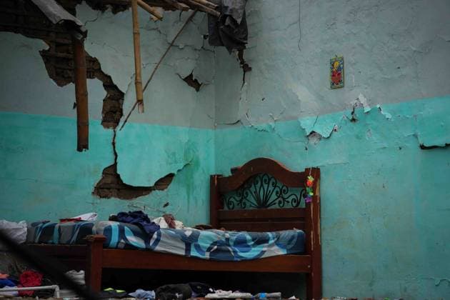 (260815) -- PEREIRA, Aug. 15, 2026 -- This photo taken on Aug. 14, 2026 shows the interior view of a building damaged in an earthquake in Pereira, Colombia. A 7.4-magnitude earthquake jolted western Colombia on Monday. (Photo by Xinhua) COLOMBIA-PEREIRA-EARTHQUAKE-AFTERMATH AndresxMoreno 