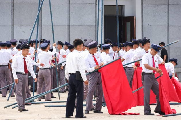 NORTH KOREA, WONSAN - AUGUST 15, 2026: A ceremony marks the arrival of the Russian training tallship Pallada. The ship arrived in the Democratic People s Republic of Korea on a friendly visit for festivities marking the 81st anniversary of the liberation of Korea from Japanese occupation, on 15 August. Stanislav Varivoda TASS  96177013