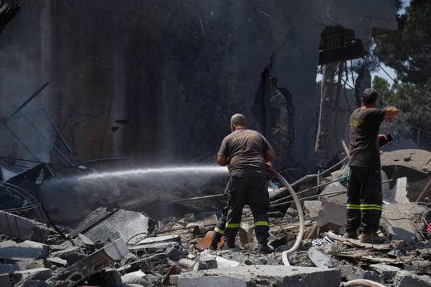 August 15, 2026, Nabatieh District, South Lebanon, lebanon: An Israeli warplane carried out a heavy airstrike on the outskirts of Deir al-Zahrani in southern Lebanon, reportedly targeting a two-story building. LebanonÃ¢â‚¬â ¢s Ministry of Health said in an initial toll that two people were killed and nine others injured in the strike. Nabatieh District lebanon - ZUMAb339 20260815_znp_b339_003 Copyright: xAbdulxKaderxAlxBayx