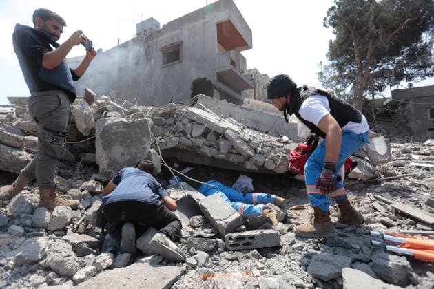 August 15, 2026, Nabatieh District, South Lebanon, lebanon: An Israeli warplane carried out a heavy airstrike on the outskirts of Deir al-Zahrani in southern Lebanon, reportedly targeting a two-story building. LebanonÃ¢â‚¬â ¢s Ministry of Health said in an initial toll that two people were killed and nine others injured in the strike. Nabatieh District lebanon - ZUMAb339 20260815_znp_b339_008 Copyright: xAbdulxKaderxAlxBayx
