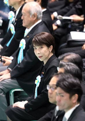 August 15, 2026, Tokyo, Japan - Japanese Prime Minister Sanae Takaichi delivers a speech a speech at the memorial service for the war dead at the Nippon Budokan hall in Tokyo on Saturday, August 15, 2026. Japan marked the 81st anniversary of its surrender of World War II. (photo by Yoshio Tsunoda AFLO)  aflo_341018829