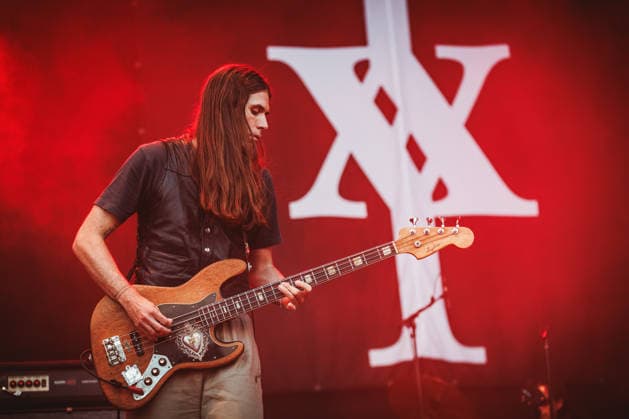 Iceage live at Syd For Solen 2026 Copenhagen, Denmark. 14th, August 2026. The Danish punk group Iceage performs a live concert during the Danish music festival Syd For Solen 2026 in Copenhagen. Here bass player Jakob Tvilling Pless is seen live on stage. Denmark, Copenhagen  Copyright: xGonzalesxPhoto ChristianxHjorthx