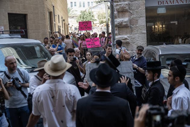 Ultra-Orthodox Jews protest outside cafe over alleged Shabbat violation in Israel JERUSALEM - AUGUST 15: Ultra-Orthodox Jews protest outside the Bastima cafe in West Jerusalem on August 15, 2026, saying the cafe was open on Saturday during Shabbat, when work is prohibited according to their religious beliefs. Mostafa Alkharouf Anadolu Jerusalem Jerusalem. Editorial use only. Please get in touch for any other usage.  Copyright: x2026xAnadoluxMostafaxAlkharoufx