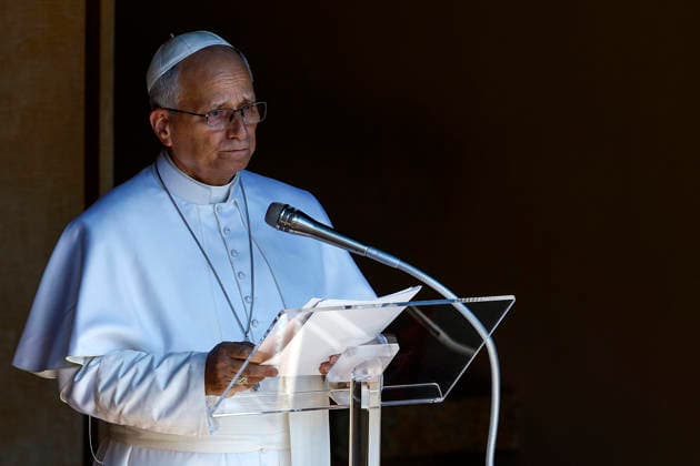 August 15, 2026, Castel Gandolfo, ITALY: Pope Leo XIV leads the Angelus prayer for the Solemnity of the Assumption of the Blessed Virgin Mary, in Piazza della Liberta (Liberty Square) in front of Palazzo Apostolico (Apostolic Palace) in the summer papal estate in Castel Gandolfo, near Rome, Italy, 15 August 2026. ANSA ANGELO CARCONI. Castel Gandolfo ITALY  - ZUMAa110 20260815_zaf_a110_014 Copyright: xAngeloxCarconix