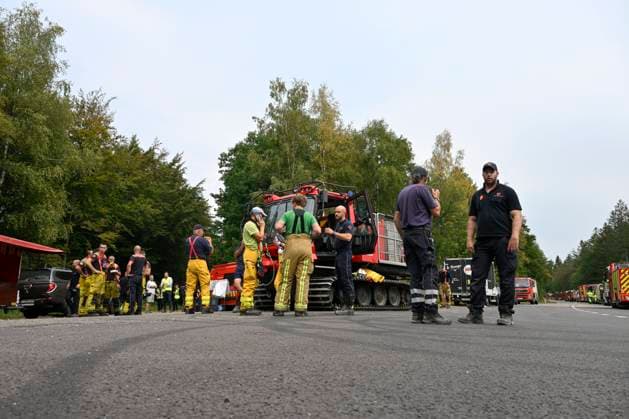Fire in the Belgian High Fens JALHAY, BELGIUM - AUGUST 15 : An important fire has broken out in the Belgian High Fens on August 15, 2026 in Jalhay, Belgium, 15 08 2026 Jalhay Belgium  Copyright: xDhax