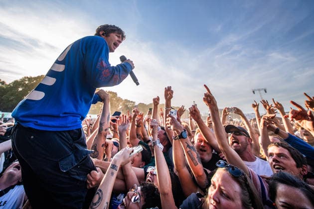 Turnstile live at Syd For Solen 2026 Copenhagen, Denmark. 14th, August 2026. The American hardcore punk band Turnstile performs a live concert during the Danish music festival Syd For Solen 2026 in Copenhagen. Here vocalist Brendan Yates is seen among the fans at front row. Denmark, Copenhagen  Copyright: xGonzalesxPhoto RolfxMeldgaardx