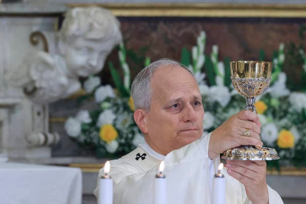 IPA87500425 - Castel Gandolfo: Pope Leo XIV celebrates Mass for the Feast of the Assumption in the church of Castel Gandolfo on August 15.  Copyright: xSTEFANOxCAROFEIx xSTEFANOxCAROFEIx xFOTOGRAMMAx 87500425