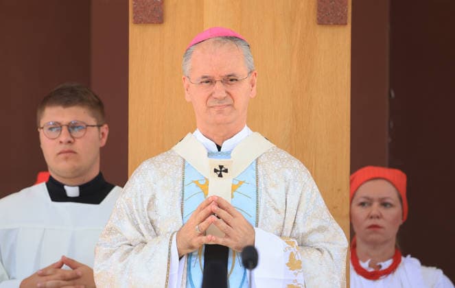 Blessed Virgin Mary celebration in Croatia Archbishop Drazen Kutlesa celebrates mass during a Feast of Assumption of the Blessed Virgin Mary celebration at Shrine of Saint Mary in Marija Bistrica, Croatia on August 15, 2026.  MarkoxPrpic PIXSELL