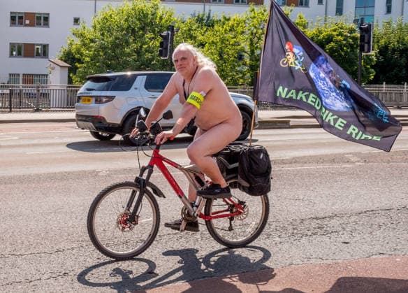 August 15, 2026, Bristol, Bristol, UK: Bristol, UK. NOTE: images contain nudity. The Bristol World Naked Bike Ride takes place around the city in warm sunny weather after the recent heatwave. Naked bike rides are a protest demonstrating the vulnerability of cyclists, protesting against climate change, championing greener transport and protesting against oil dependency, fossil fuels and other forms of non-renewable energy, and celebrating the power and individuality of bodies as body positivity. Bristol UK  - ZUMAl94_ 20260815_zaf_l94_001 Copyright: xSimonxChapmanx