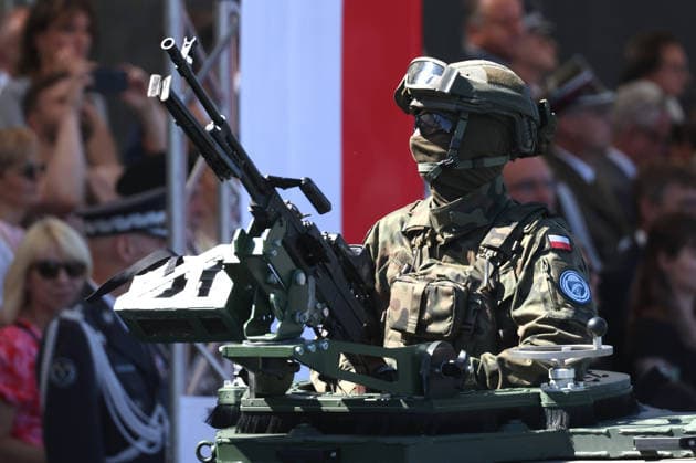Polish Armed Forces Day Celebrated in Warsaw WARSAW, POLAND - AUGUST 15: A soldier is seen during a military parade on Polish Armed Forces Day in Warsaw, Poland on 15th August, 2026. Every year on 15 August Poland commemorates the Battle of Warsaw, also known as the Miracle on the Vistula. In 1920, the Polish army stopped Soviet troops, preventing their aggression against Europe. Beata Zawrzel Anadolu Warsaw Poland. Editorial use only. Please get in touch for any other usage.  Copyright: x2026xAnadoluxBeataxZawrzelx