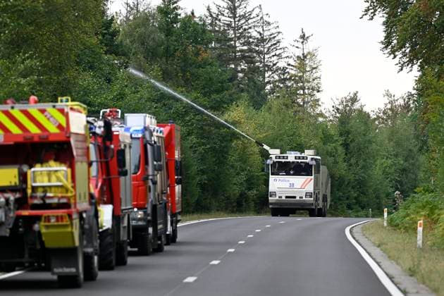 Fire in the Belgian High Fens JALHAY, BELGIUM - AUGUST 15 : An important fire has broken out in the Belgian High Fens on August 15, 2026 in Jalhay, Belgium, 15 08 2026 Jalhay Belgium  Copyright: xDhax