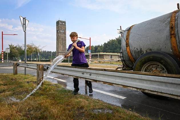 Fire in the Belgian High Fens JALHAY, BELGIUM - AUGUST 15 : An important fire has broken out in the Belgian High Fens on August 15, 2026 in Jalhay, Belgium, 15 08 2026 Jalhay Belgium  Copyright: xDhax