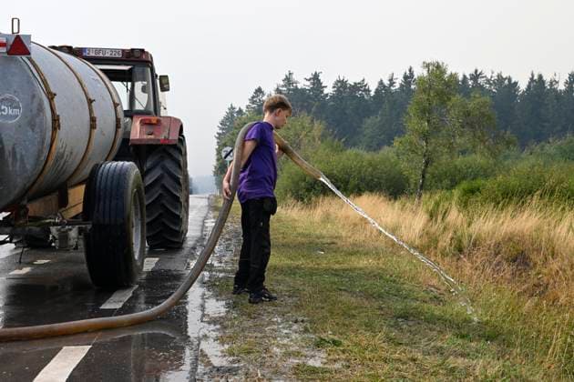 Fire in the Belgian High Fens JALHAY, BELGIUM - AUGUST 15 : An important fire has broken out in the Belgian High Fens on August 15, 2026 in Jalhay, Belgium, 15 08 2026 Jalhay Belgium  Copyright: xDhax